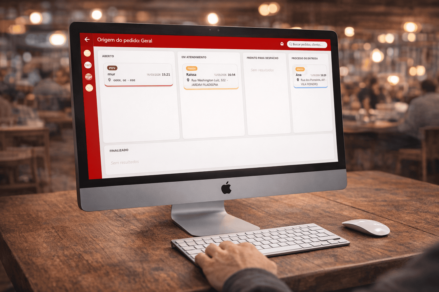 Tela de gestão de entregas